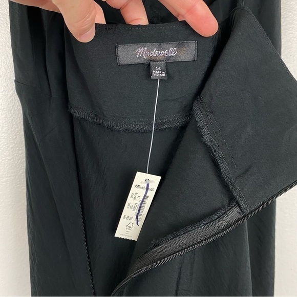 Madewell Layton V-Neck Lightweight Midi Slip Dress Black Size 14/XL NWT - Picture 10 of 12